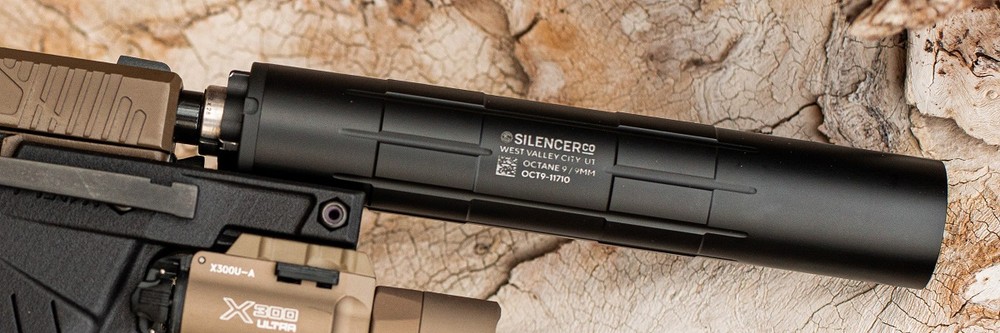 pistol silencer, SilencerCo Octane 9, quietest 9mm suppressor